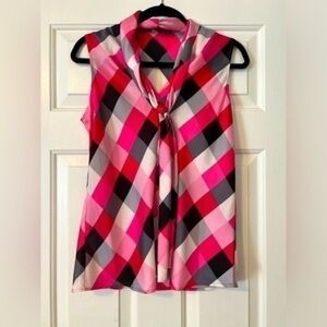Nine West Women’s Plaid Tie Blouse